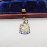 Sterling Silver and Enamel Lynton Travel Shield Charm Pendant Vintage c1970