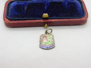 Sterling Silver and Enamel Lynton Travel Shield Charm Pendant Vintage c1970