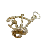 Scottish Sterling Silver Bagpipes Souvenir Charm Pendant Vintage c1970s