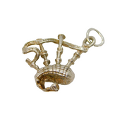 Scottish Sterling Silver Bagpipes Souvenir Charm Pendant Vintage c1970s