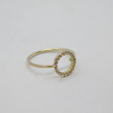 Sterling Silver Sparkling CZ Circle Modernist Ring Contemporary c2010 Size L