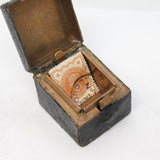 Victorian Leather & Enamel Envelope Stamp Box Antique c1880