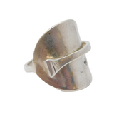 Art Deco Sterling Silver Column Style 'Spoon' Ring Antique 1938 Birmingham
