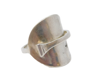 Art Deco Sterling Silver Column Style 'Spoon' Ring Antique 1938 Birmingham