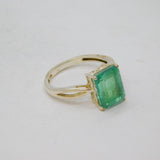 Sterling Silver Emerald Doublet On Crystal Dress Ring Modern c1990 Size N 1/2