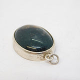 Sterling Silver Mounted Moss Agate Drop Pendant Antique c1930 Art Deco