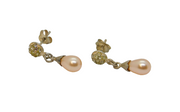 Pair of Sterling Silver Pearly Peardrop & Crystal Stud Earrings Modern c1990