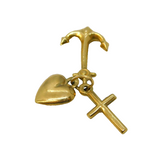 9ct Yellow Gold Faith, Hope & Charity Charm Pendant Vintage c1970