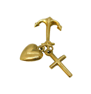 9ct Yellow Gold Faith, Hope & Charity Charm Pendant Vintage c1970