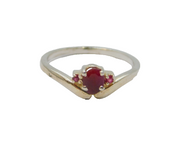 Sterling Silver 3 Ruby Wishbone Style Dress Band Ring Vintage c1970 Size N