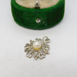 Sterling Silver Heart Shaped Pearl Drop Charm Pendant Vintage c1970