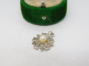 Sterling Silver Heart Shaped Pearl Drop Charm Pendant Vintage c1970