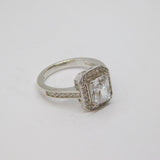 Sterling Silver Paste Set Art Deco Style Dress Ring Vintage c1970 Size M 1/2