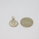Sterling Silver Round St Christopher Travel Charm Pendant Vintage c1970