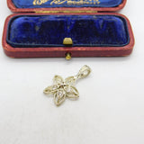 Sterling Silver and Diamond Paste Flower Charm Pendant Vintage c1970