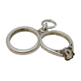 Sterling Silver Wedding & Engagement Ring Charm Pendant Vintage c1970