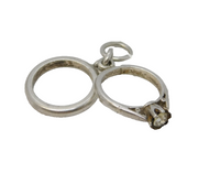 Sterling Silver Wedding & Engagement Ring Charm Pendant Vintage c1970