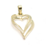 Sterling Silver Two Entwined Open Hearts Charm Pendant Vintage c1970