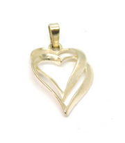 Sterling Silver Two Entwined Open Hearts Charm Pendant Vintage c1970