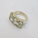Sterling Silver 6 Blue Topaz Graduating Band Statement Ring Modern c2000 Size P