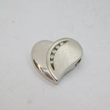 Sterling Silver 5 White Topaz Brushed/Polished Heart Pendant Modern c2000s