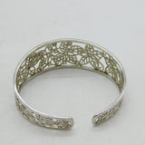 Sterling Silver & Paste Set Floral Bangle Bracelet Vintage c1980
