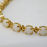 9ct Yellow Gold & White Opal Set Panel Bracelet Vintage c1990s 7" Length