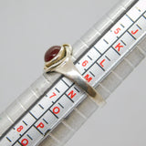 Sterling Silver Round Carnelian Cabochon Studio Style Ring Vintage c1970 Size M