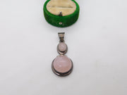 Sterling Silver Rose Quartz Drop Charm Pendant Vintage c1970