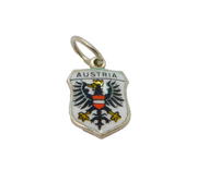 Sterling Silver 'Austria' Enamel Shield Travel Souvenir Charm Vintage c1970s