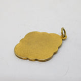 Gold Plated & Rose Flower Enamel Set Drop Pendant Antique c1920 Art Deco