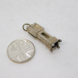 Sterling Silver Opening Grandfather Clock Charm Pendant Vintage c1970