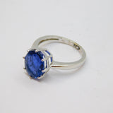 Sterling Silver Kyanite Oval Solitaire Dress Ring Vintage c1970 Size N 1/2