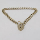 Sterling Silver Curb Link Charm Bracelet with Heart Clasp Vintage Birmingham