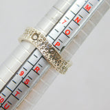 Sterling Silver Circles Pattern Wavy Band Ring Vintage c1970 Size P 1/2