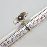 Sterling Silver Stylised Lily With Purple Crystal Ring Vintage c2000 Size P 1/2
