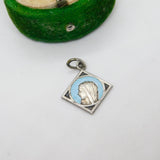 Sterling Silver Enamel Madonna Religious Charm Pendant Vintage c1970