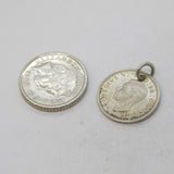 Sterling Silver Threepence Coin Charm Pendant Antique 1938