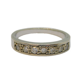 Sterling Silver 7 White Topaz Half Eternity Band Ring Vintage c1970 Size O 1/2