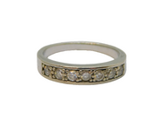 Sterling Silver 7 White Topaz Half Eternity Band Ring Vintage c1970 Size O 1/2