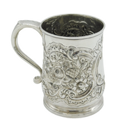 George III Sterling Silver Floral Pattern Christening Mug Antique 1766 London