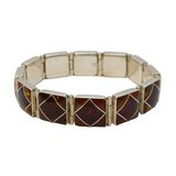 Sterling Silver Modernist Baltic Amber Section Panel Bracelet Vintage London