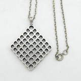 Sterling Silver Large Honeycomb Form Pendant Necklace Vintage 1973 Sheffield
