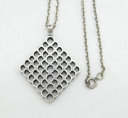 Sterling Silver Large Honeycomb Form Pendant Necklace Vintage 1973 Sheffield