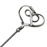 Edwardian Sterling Silver Twisted Heart Form Hat Pin Antique 1908 Birmingham