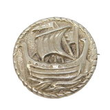 Robert Allison Scottish Sterling Silver Viking Ship Brooch Vintage 1951 Glasgow
