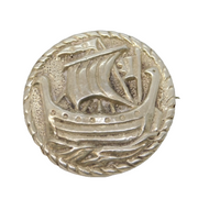 Robert Allison Scottish Sterling Silver Viking Ship Brooch Vintage 1951 Glasgow
