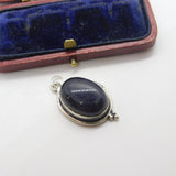 Sterling Silver and Black Onyx Gemstone Charm Pendant Vintage c1970