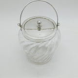 Victorian Sterling Silver Mounted Fluted Glass Biscuit Barrel Antique 1897