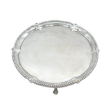 George III Sterling SIlver Beaded Edge Salver Dish Antique 1775 London